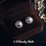 Colorful Grey Freshwater Pearl Stud Earrings 925 Silver Hypoallergenic Jewelry
