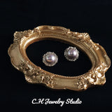 Colorful Grey Freshwater Pearl Stud Earrings 925 Silver Hypoallergenic Jewelry