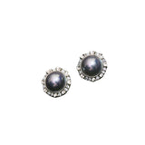 Colorful Grey Freshwater Pearl Stud Earrings 925 Silver Hypoallergenic Jewelry