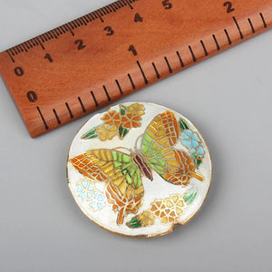 Enamel Butterfly Round Bead Cloisonne Filigree Copper DIY Jewelry Making