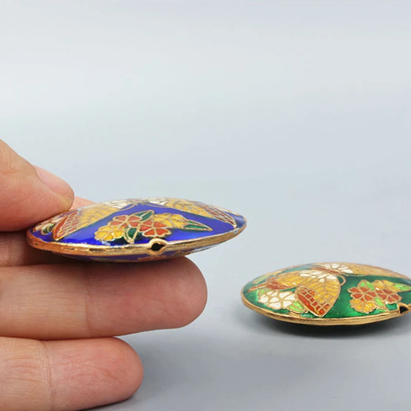 Enamel Butterfly Round Bead Cloisonne Filigree Copper DIY Jewelry Making