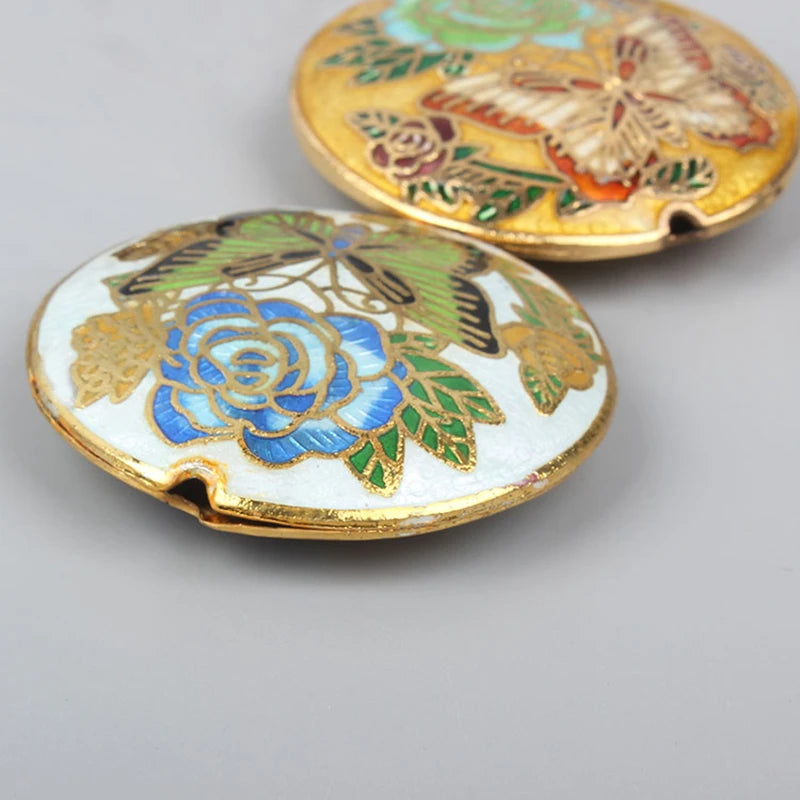 Enamel Butterfly Round Bead Cloisonne Filigree Copper DIY Jewelry Making