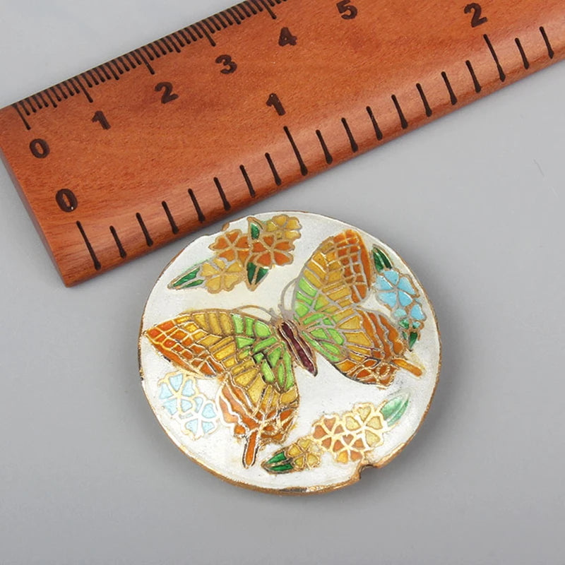 Enamel Butterfly Round Bead Cloisonne Filigree Copper DIY Jewelry Making