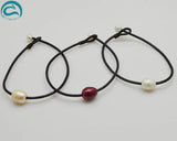 Handwork Leather Pearl Jewellery Brown Bracelet