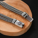 Handwoven 925 Silver Men's Bracelet Retro Chain Birthday Gift Bangle
