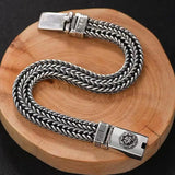 Handwoven 925 Silver Men's Bracelet Retro Chain Birthday Gift Bangle