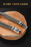 Handwoven 925 Silver Men's Bracelet Retro Chain Birthday Gift Bangle