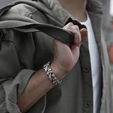 Handwoven 925 Silver Bracelet Men's Retro Small Bangle