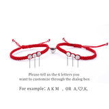 Custom Alphabet Symbol Bracelet Couple Jewelry Stainless Steel Charm Red Rope