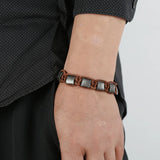 Handwoven Leather Bracelet Cowhide Rope+Metal Beads Men's Jewelry