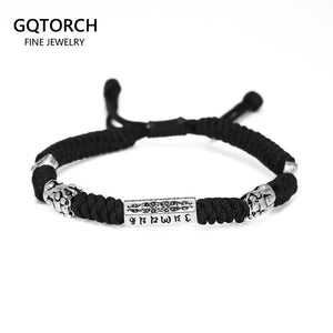 Sterling Silver Pixiu Lucky Bracelet for Men & Women, Adjustable Braid Rope