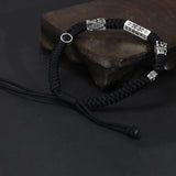 Sterling Silver Pixiu Lucky Bracelet for Men & Women, Adjustable Braid Rope