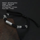 Sterling Silver Pixiu Lucky Bracelet for Men & Women, Adjustable Braid Rope