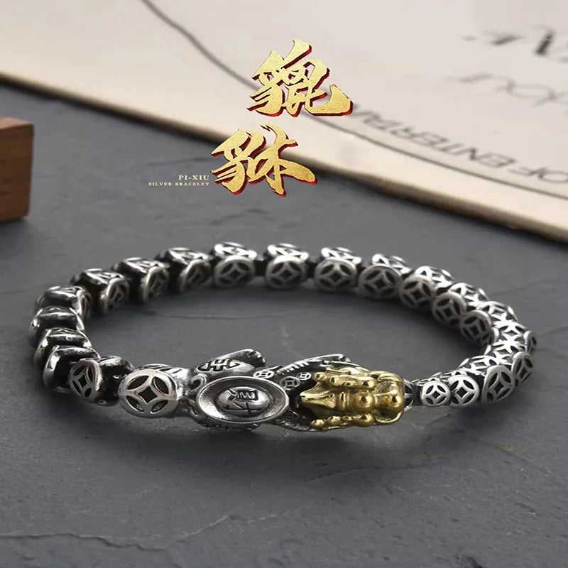 Handwoven Pixiu Bracelet for Men's Retro Ethnic Style Jewelry