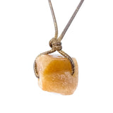 Handwoven Rope Necklace with Ore Pendant Natural Crystal Stone