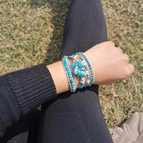 Handwoven Hematite Mixed Bead Strand Bracelet for Women