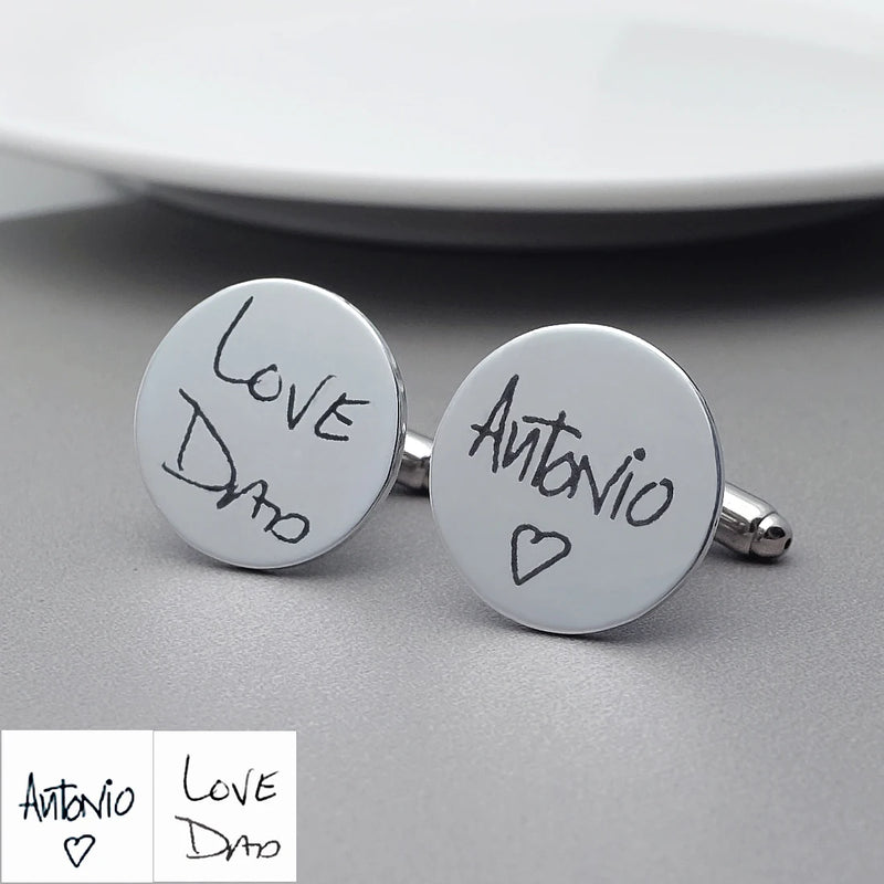 Handwriting Cufflinks Custom Signature Personalized Men's Gift