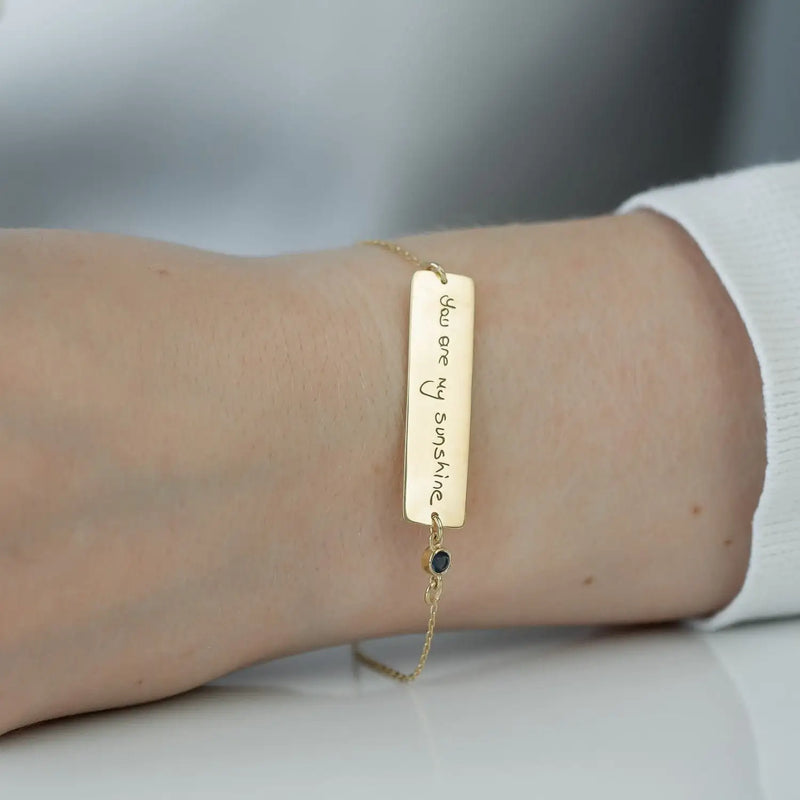 Personalized Handwriting Signature Bracelet with Birthstone