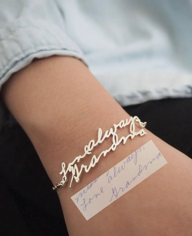 Personalized Signature Bracelets Stainless Steel Name Pendant Women