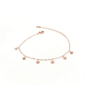 Snowflake Charm Anklet Set Titanium Steel Foot Jewelry for Women