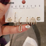 Geometric Cross Star Moon Unicorn Rhinestone Earrings Set