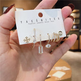Geometric Cross Star Moon Unicorn Rhinestone Earrings Set