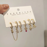 Geometric Cross Star Moon Unicorn Rhinestone Earrings Set