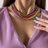 Boho Resin Seeds Beads Necklaces Choker Collars for Women Party Jewelry