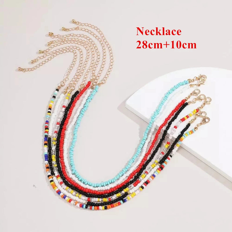 Boho Resin Seeds Beads Necklaces Choker Collars for Women Party Jewelry