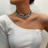 Boho Resin Seeds Beads Necklaces Choker Collars for Women Party Jewelry