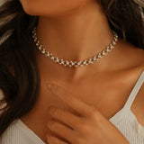 Geometric Hollow Link Chain Choker Necklace for Women