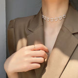 Geometric Hollow Link Chain Choker Necklace for Women