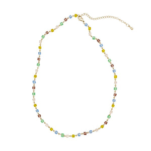 Japan Korea Colorful Crystal Square Beaded Necklace Short Choker