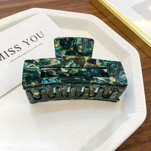 Geometric Square Leopard Hair Claw Clamp for Women