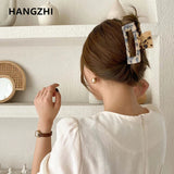 Geometric Square Leopard Hair Claw Clamp for Women