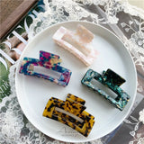 Geometric Square Leopard Hair Claw Clamp for Women