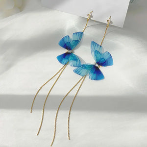 Purple Butterfly Tassel Drop Earrings for Women Party Jewelry