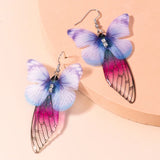 Purple Butterfly Tassel Drop Earrings for Women Party Jewelry