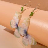 Purple Butterfly Tassel Drop Earrings for Women Party Jewelry