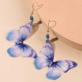 Purple Butterfly Tassel Drop Earrings for Women Party Jewelry