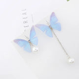 Purple Butterfly Tassel Drop Earrings for Women Party Jewelry