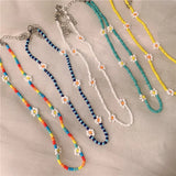 Daisy Flower Beads Choker Necklace Set for Women Girls
