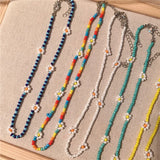 Daisy Flower Beads Choker Necklace Set for Women Girls