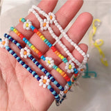 Daisy Flower Beads Choker Necklace Set for Women Girls