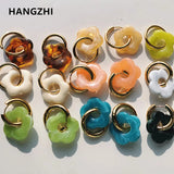 Colorful Flower Acrylic Resin Hoop Earrings for Women