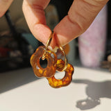 Colorful Flower Acrylic Resin Hoop Earrings for Women