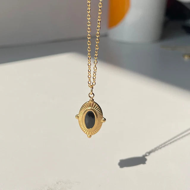 Water Drop Star Pendant Necklace for Women Stainless Steel Jewelry