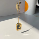 Water Drop Star Pendant Necklace for Women Stainless Steel Jewelry