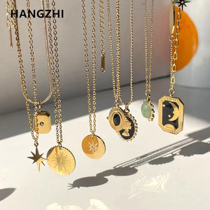 Water Drop Star Pendant Necklace for Women Stainless Steel Jewelry