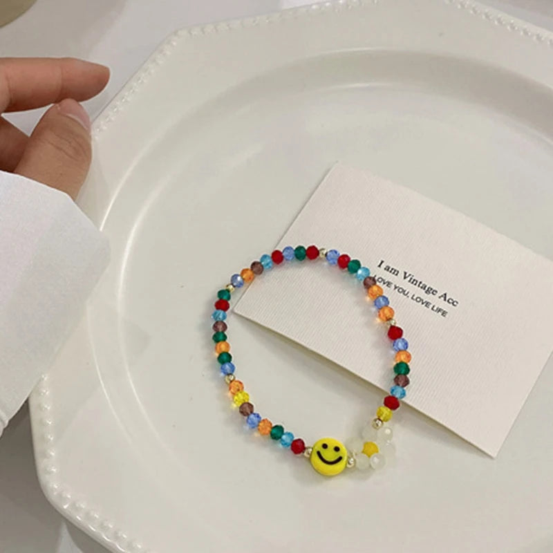 Sunflower Rainbow Smiley Face Bracelet